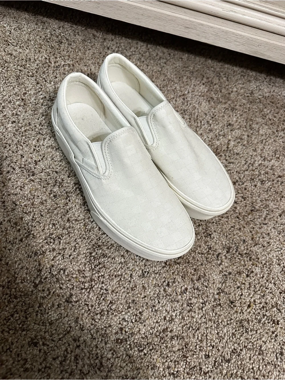 Vans Slip-On Platform Sneakers in Checkered Off-White w9/M7.5